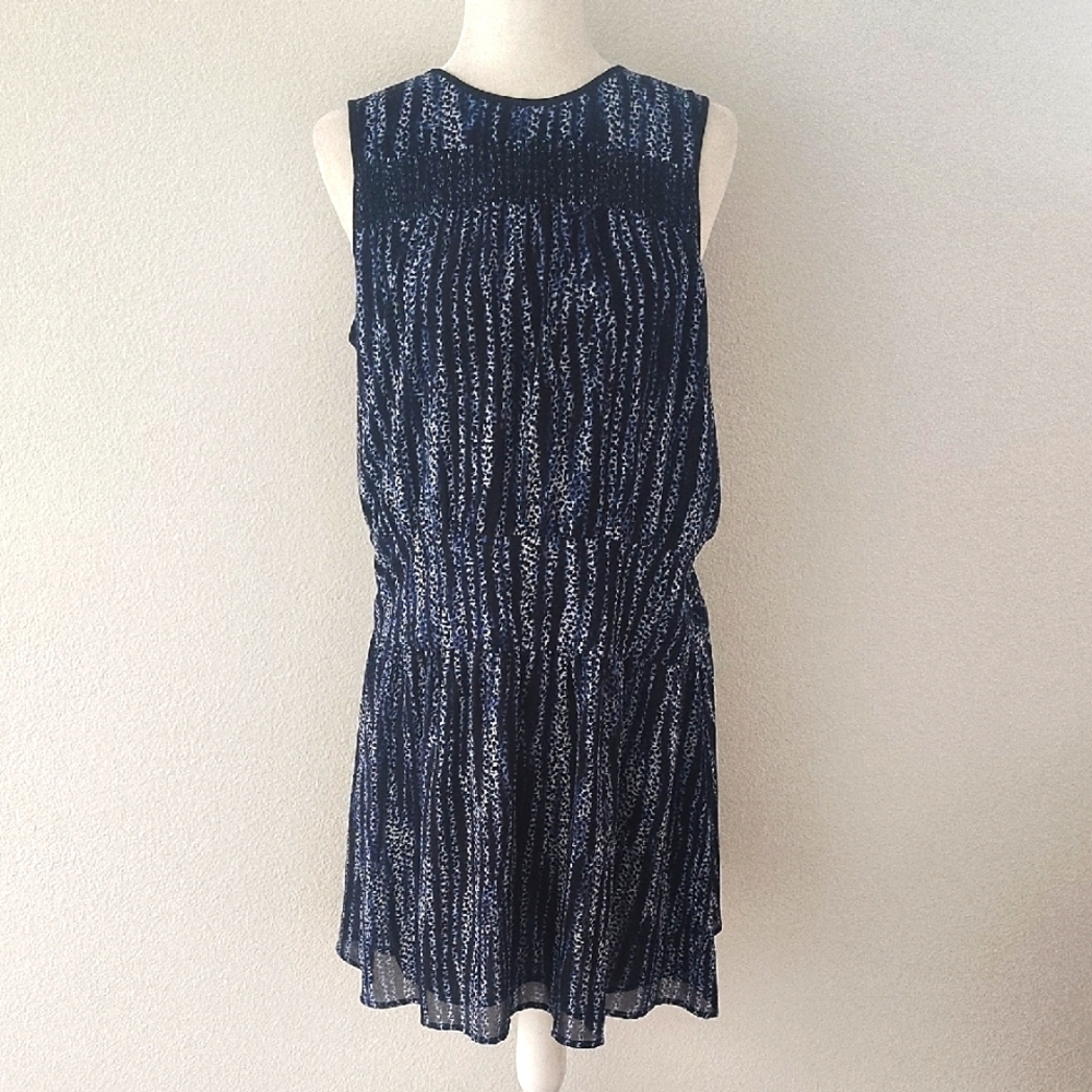 Michael Kors Women's Blue Smocked Sundress Crew Neck Size 10